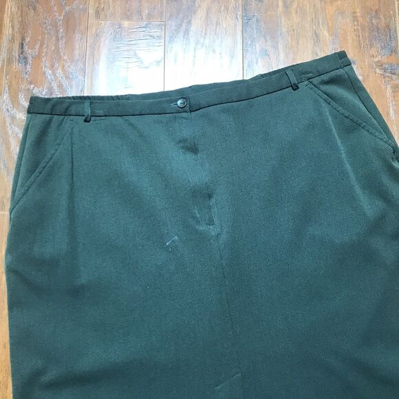 Vintage Maggie McNaughton Woman's Midi Green Skirt Side Pockets Long Slit 18W - Picture 4 of 16